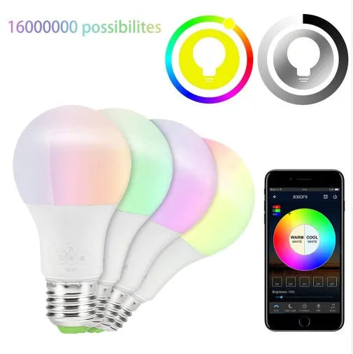Smart LED light bulb E27 B22 4.5W RGB warm white 2700K-6500K dimmable app control, 60mm x 117mm