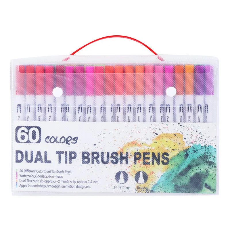 Set of watercolour brush pens with a water brush for blending, available in multiple colour counts.