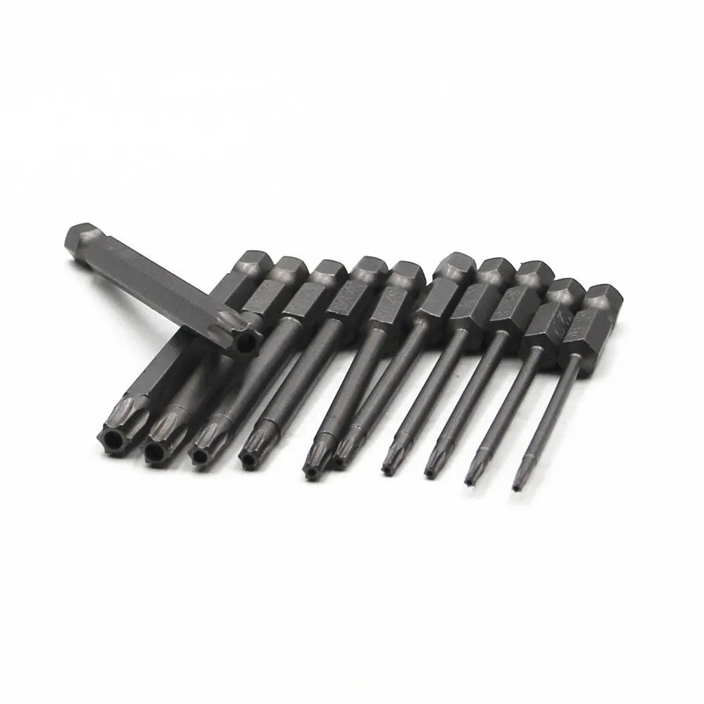 Hexagon handle magnetic screwdriver bit set with 50mm, 75mm, and 100mm alloy steel bits