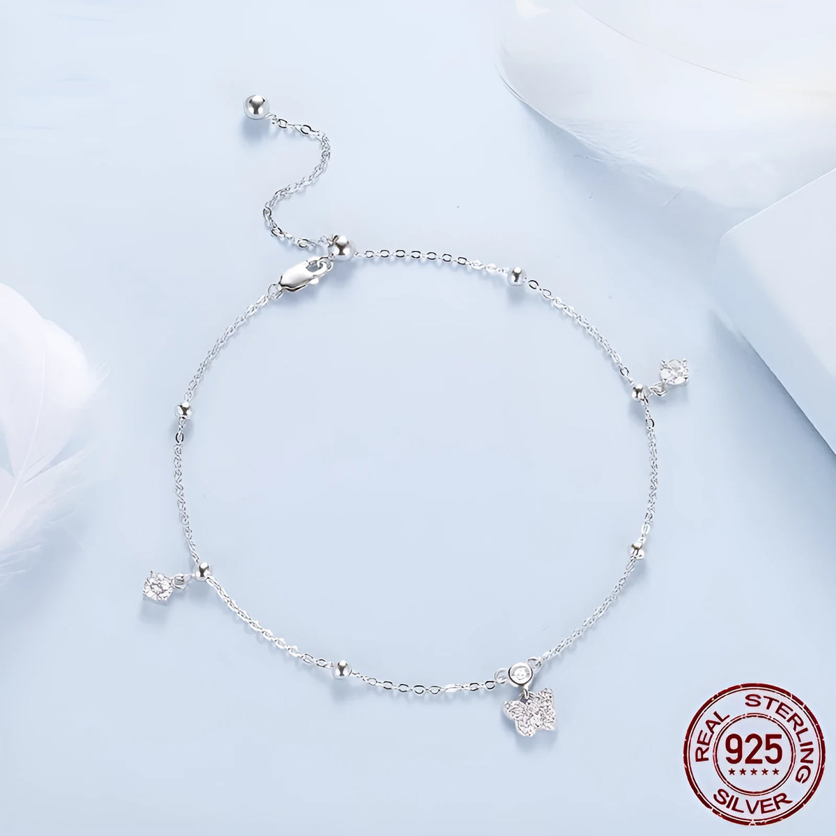 Adjustable 925 silver butterfly anklet for women with simple all-match design and BST012 colour option