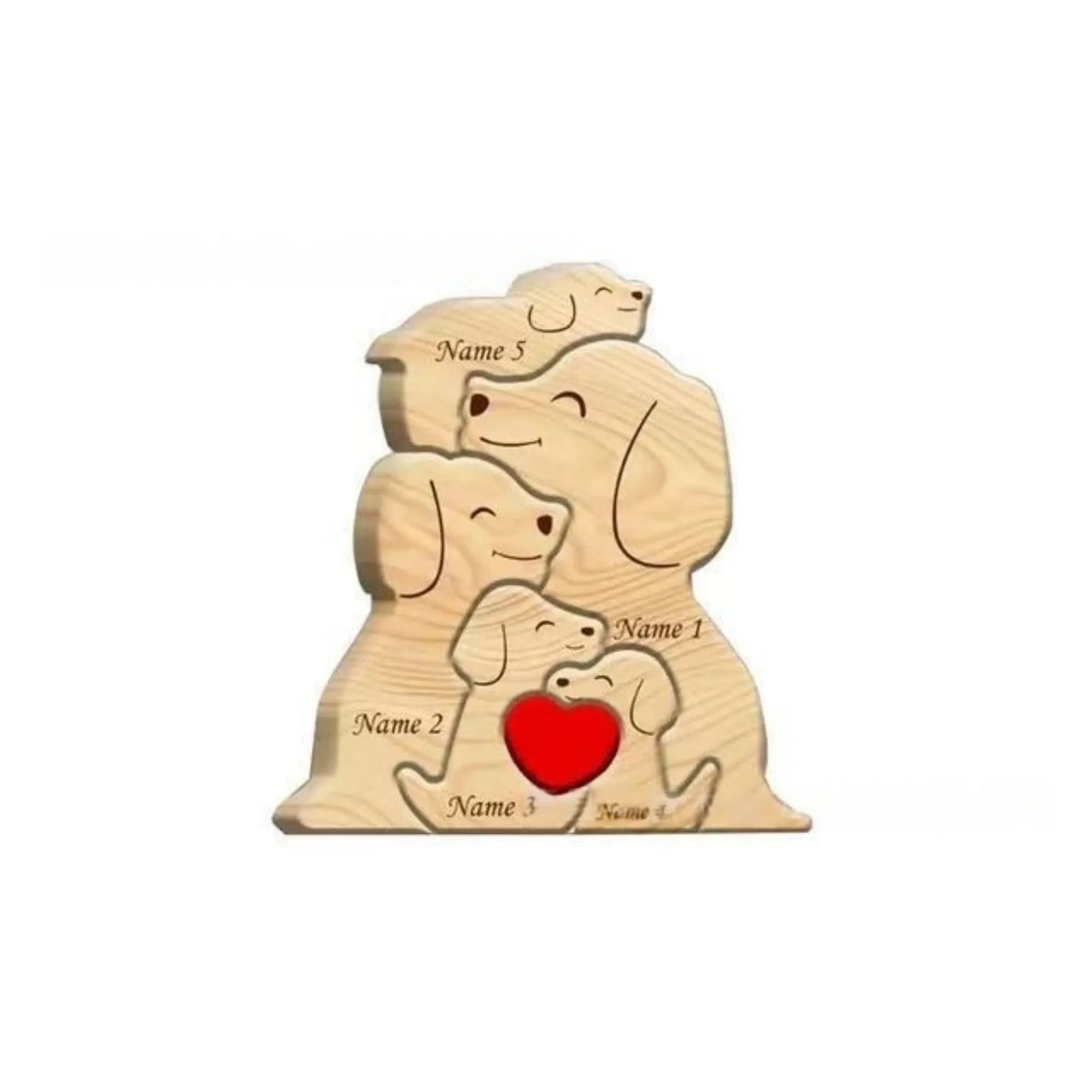 Wooden dog shaped ornament in modern minimalist style with coloured finish for home decor