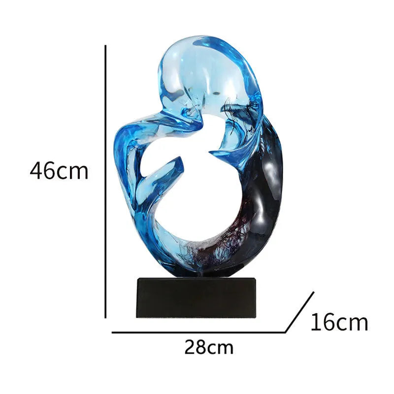 Transparent resin craft ornament in modern minimalist style showing orange red or blue colour options