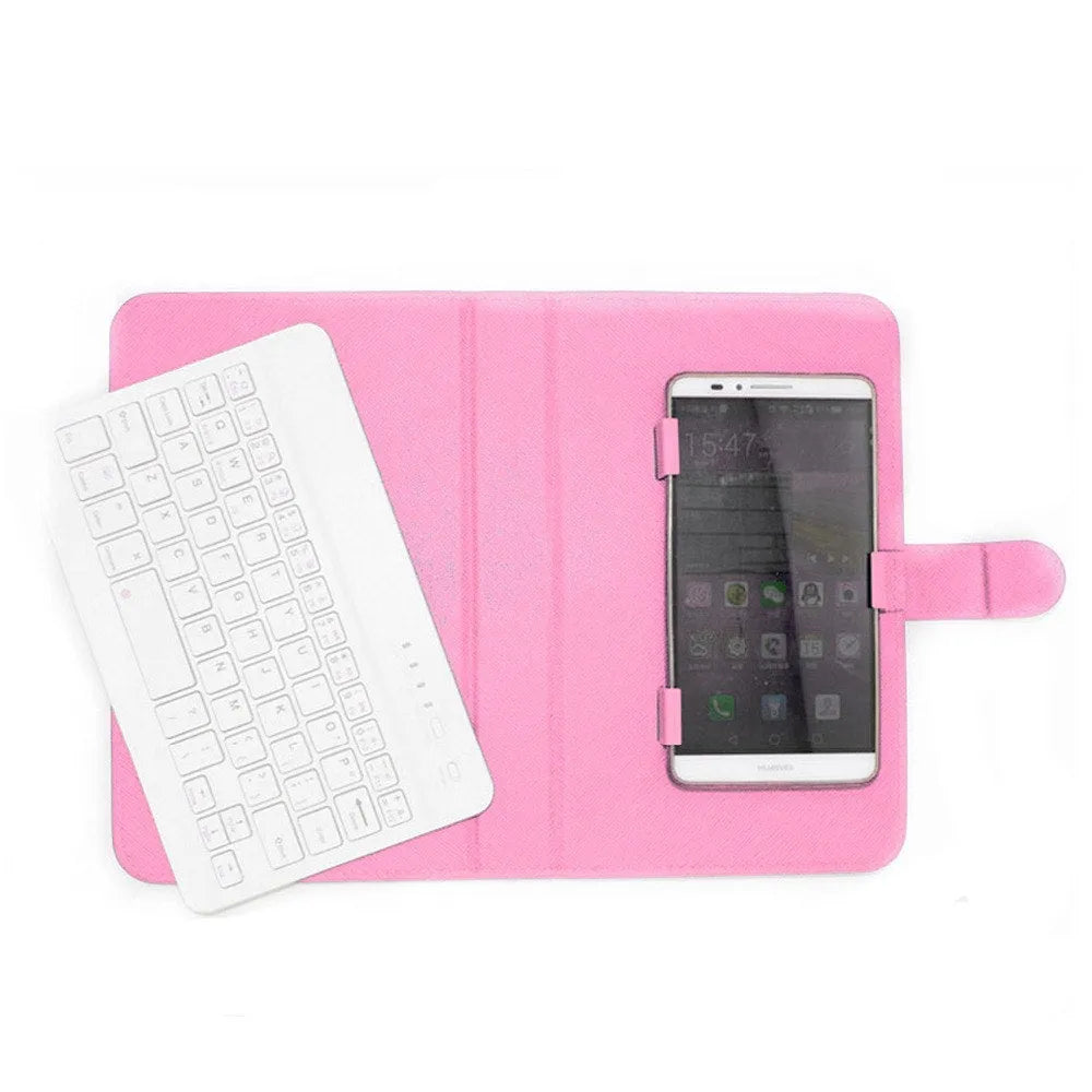 Wireless Bluetooth keyboard inside its protective case, shown in multiple colour options.
