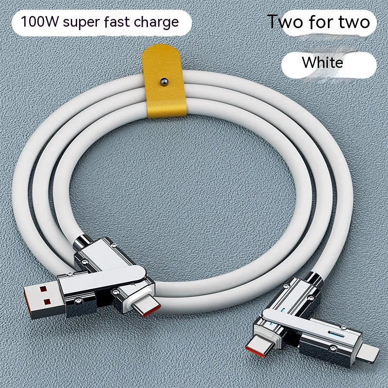 Orange fast charge mobile phone charging cable with zinc alloy connector, 1m length