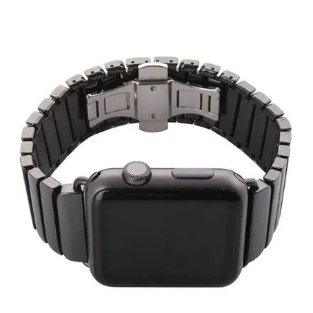 Ceramic stainless steel Apple Watch strap for 38mm and 42mm models in black and white