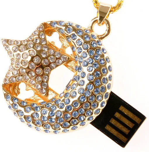 Silver metal Jewelry Xingyue USB flash drive with USB connector exposed, shown on a white background.