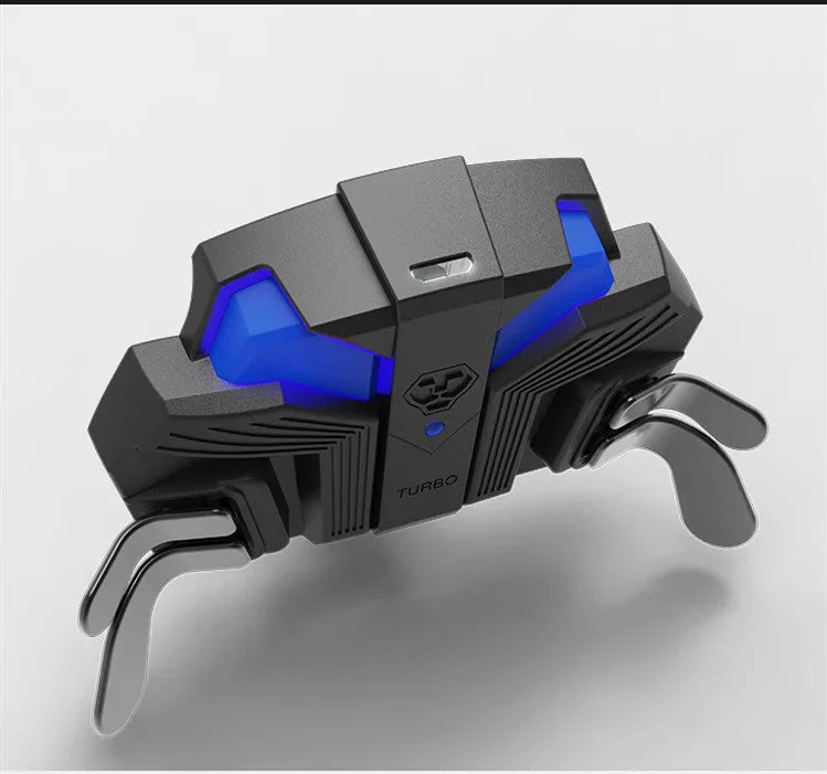 Black PS4 controller back button attachment with two rear paddles and a 3.5mm audio jack, connected by a long braided cable.