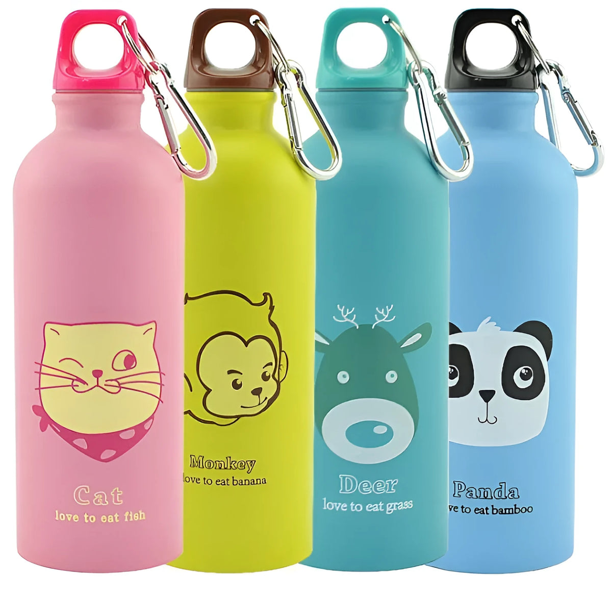 500ml stainless steel cartoon animal sports bottle with sealing ring and handle, 21cm tall