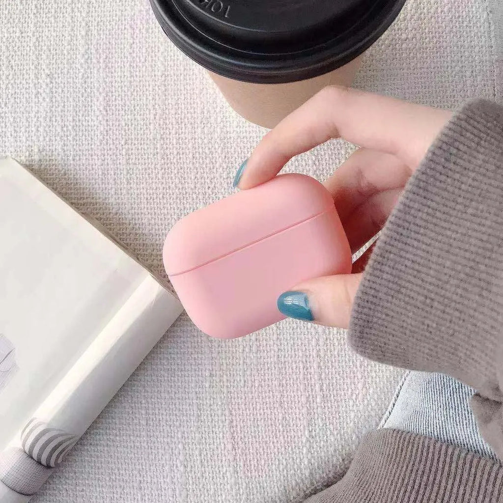 AirPods Pro protective plastic case showing multiple colour options including black, pink, green, blue, purple, red, and yellow