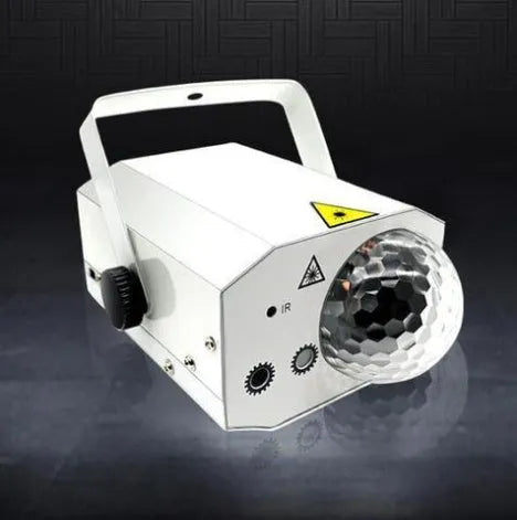 Black LED laser magic fan stage lighting equipment showing compact design with projection apertures