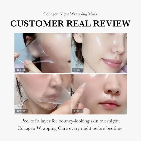 Collagen night face mask bottle with brush applicator for overnight skin repair