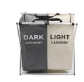 Foldable three-compartment laundry basket in Oxford cloth with aluminium alloy frame, 68 x 38 x 60cm