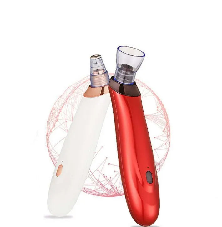 Black electric blackhead extractor device with multiple nozzle attachments for skin pore cleaning