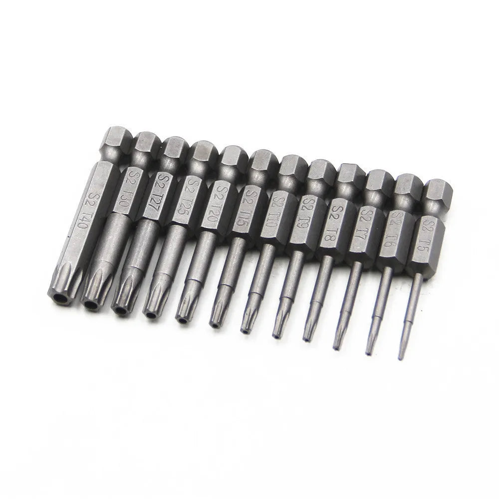 Hexagon handle magnetic screwdriver bit set with 50mm, 75mm, and 100mm alloy steel bits