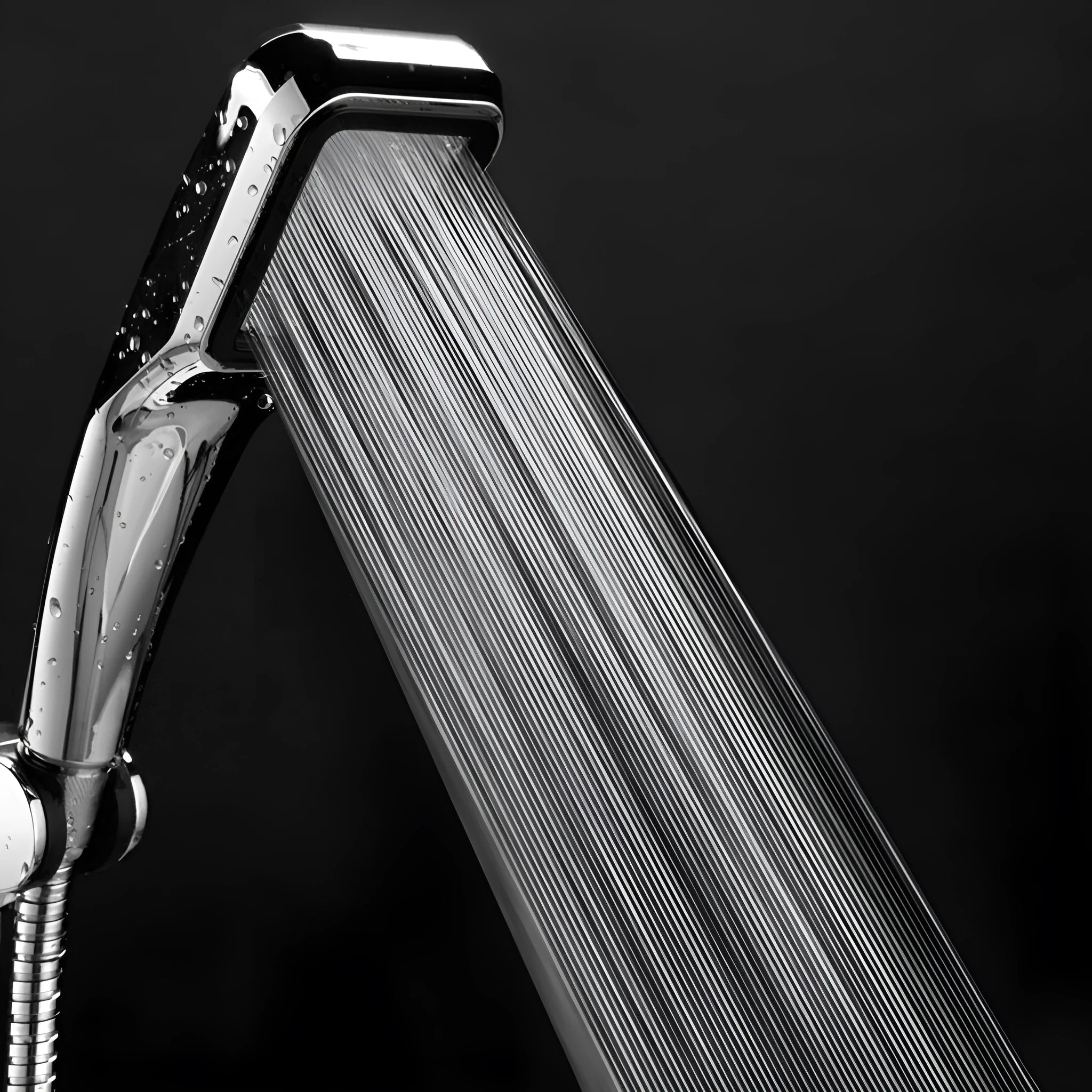 Orange hand-held pressurised shower set with rain shower function