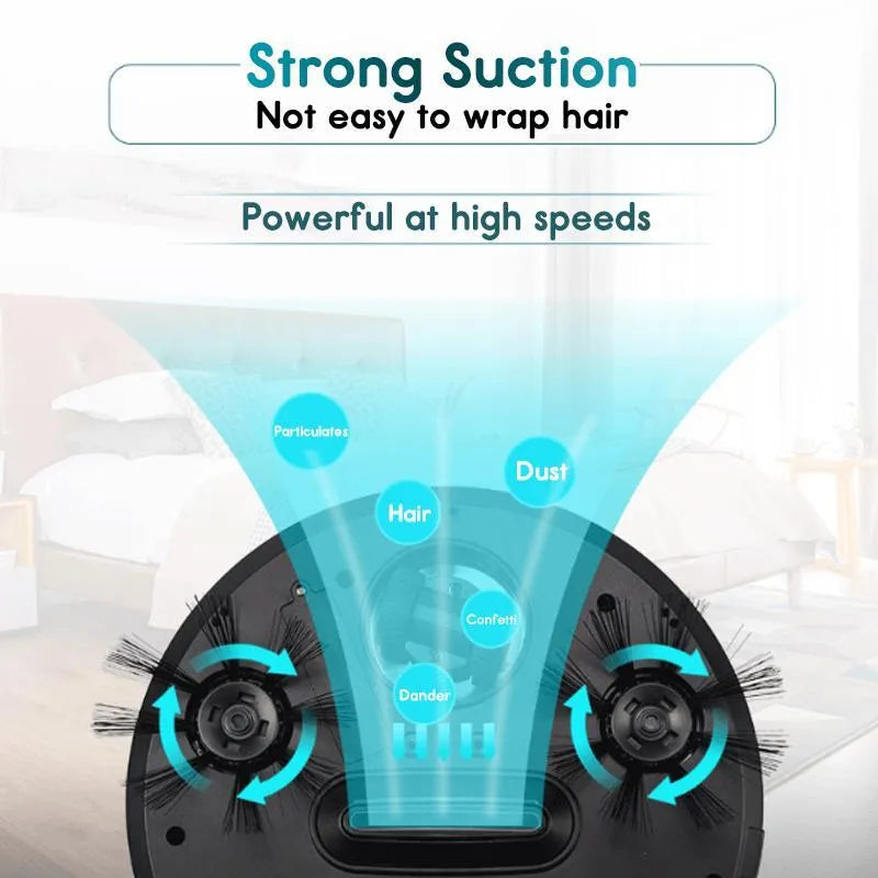Smart home sweeping robot with 350ml dust box, 2400mAh battery, 27cm x 27cm x 6.5cm ABS body, EU US plug options