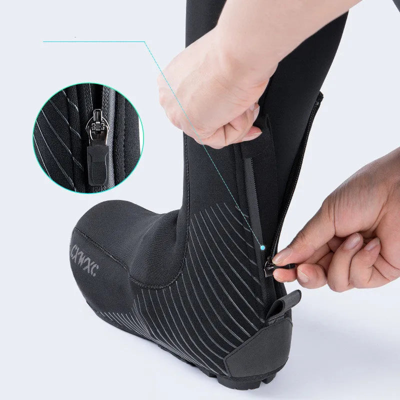 GIYO CX-204 Bike Shoe Cover Lock Mountain Road Cycling Overshoe Windproof Waterproof Neoprene with Fleece Lining Reflective Details Black S M L XL XXL 3XL Men Women