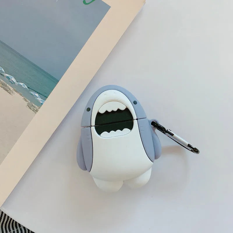 Shark design silicone protective cover for Apple AirPods 1 and 2 wireless charging case