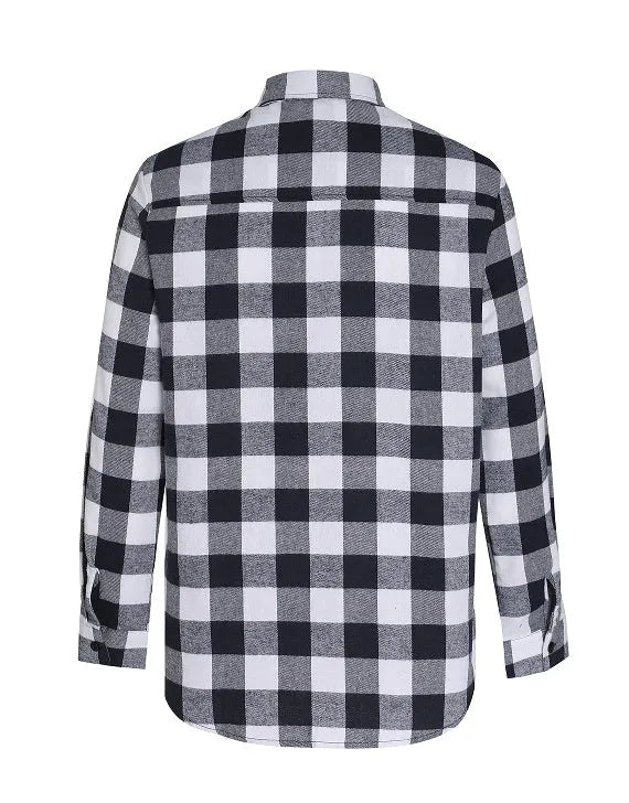 Men's blue checked long-sleeved casual shirt with fitted cut, shown as a layering top for daily and streetwear outfits.