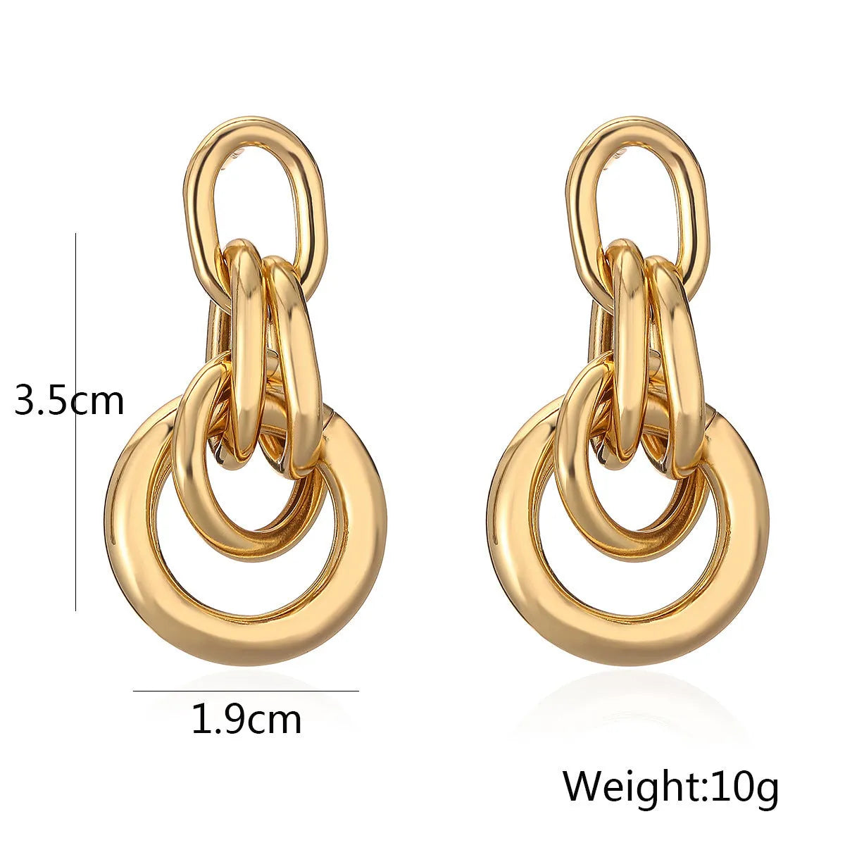 Gold geometric copper earrings with irregular shape for women