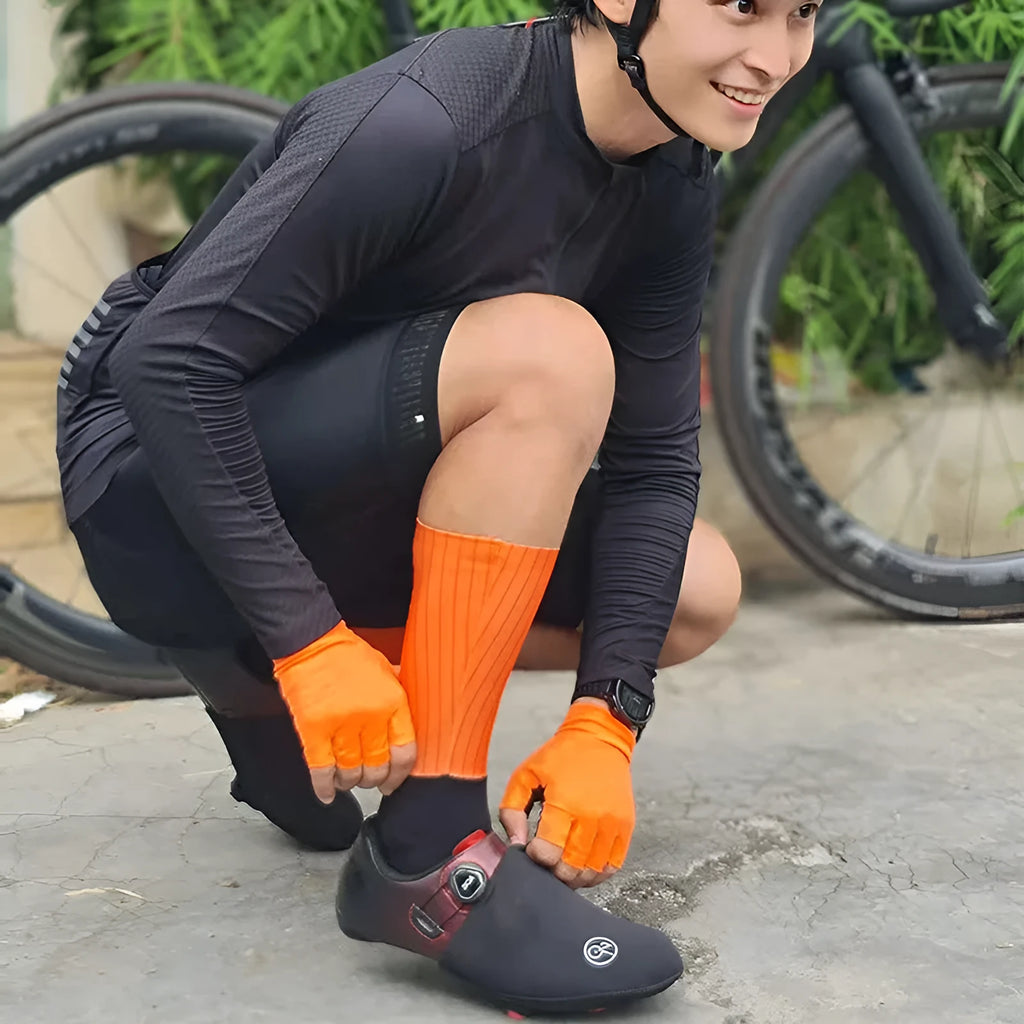 A pair of breathable athletic sports socks for cycling and running, available in six colours.