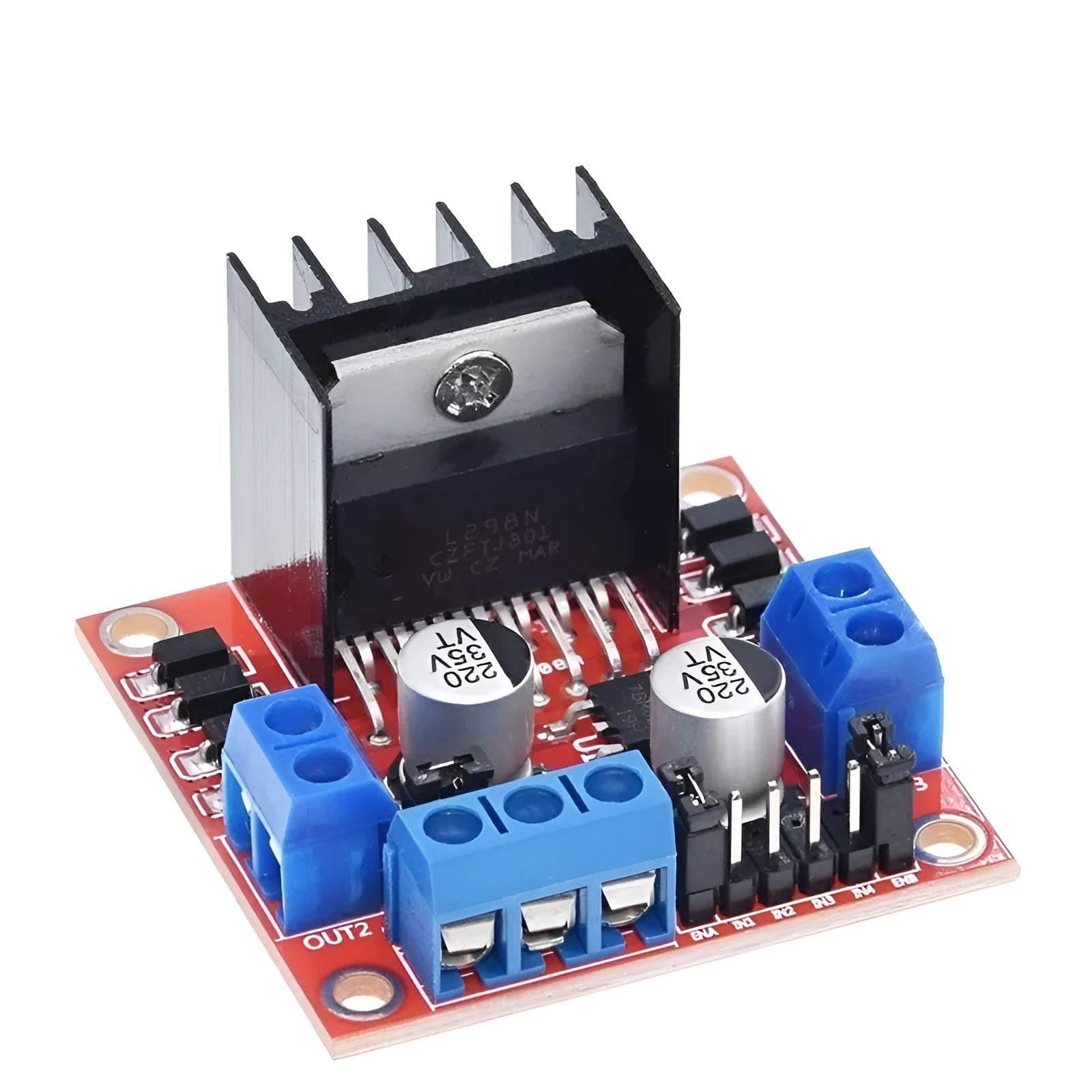 L298N dual H-bridge motor driver board module for DC and stepper motor control