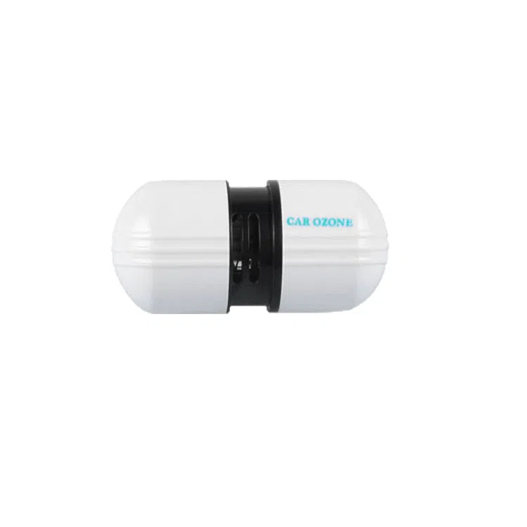 White compact car air purifier deodorizer 75x30x26mm 12V ABS