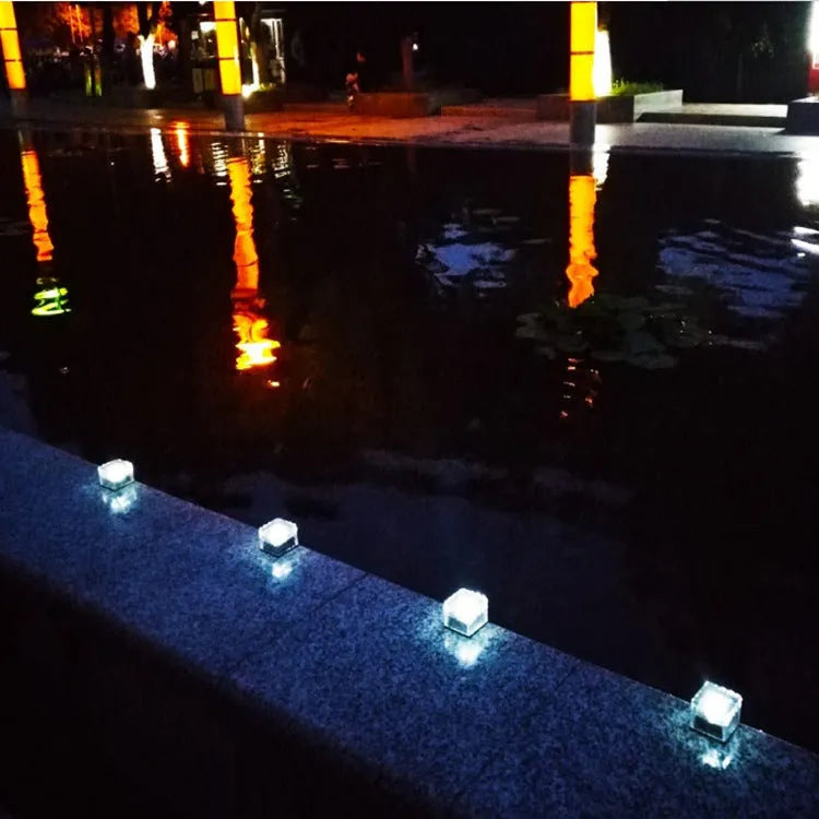 Solar LED floor tile light 10x10cm acrylic top aluminium frame garden path lighting warm white