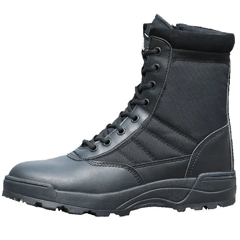 Microfiber leather desert combat boots and hiking shoes in black or sand, sizes 36 to 45