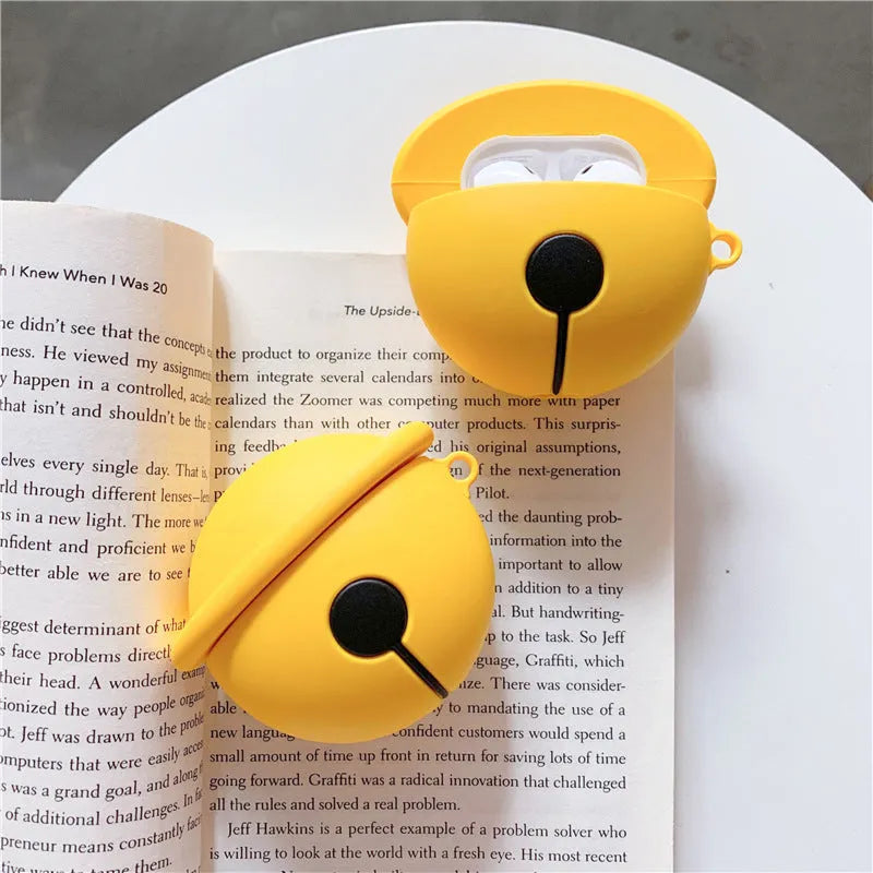 Yellow silicone bell-shaped case for AirPods 1 and 2 wireless headphones
