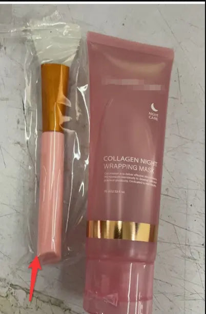 Collagen night face mask bottle with brush applicator for overnight skin repair