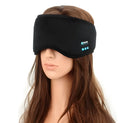 Black wireless Bluetooth sleep mask with integrated headphones showing soft padding and nose bridge contour