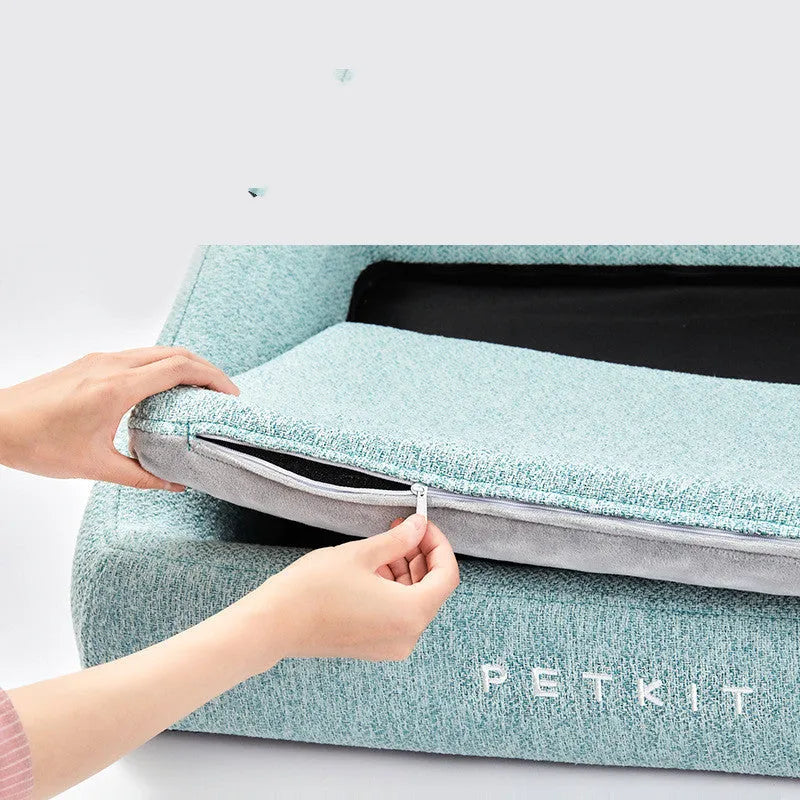 Four Seasons Nest dog bed in Pine Green with removable washable cover and memory sponge inner core