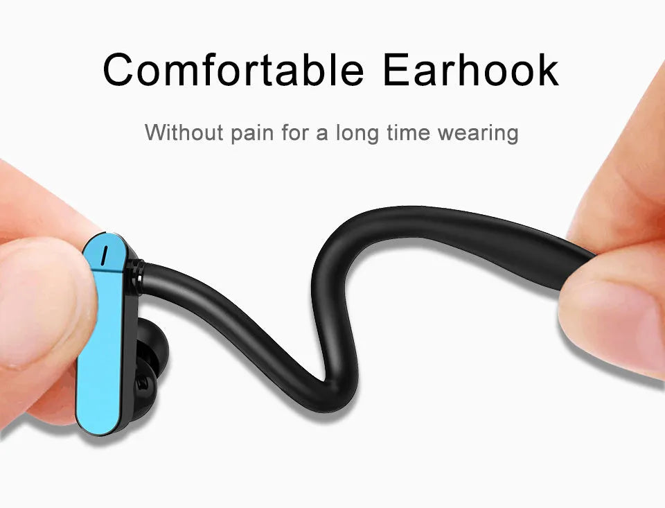 Sport running earbuds with ear hook anti-drop design in black blue colour option