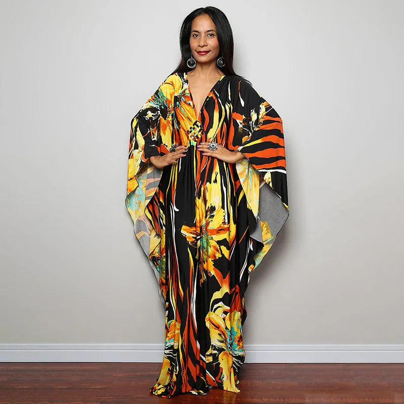 Women's loose polyester bikini cover up robe for swimming in six colour patterns