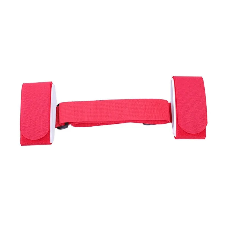 Adjustable nylon skiing handle strap with buckle in black, carried over shoulder