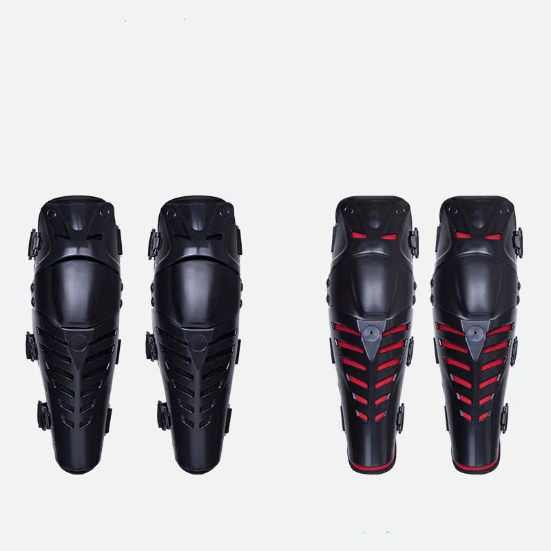 Anti-fall knee pads in black or red and black with PE plastic shell and EVA mesh cloth for knee and calf protection