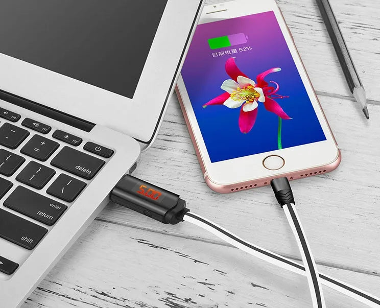 Intelligent timing fast charging data cable 1m length red white Micro USB 8Pin Type-C
