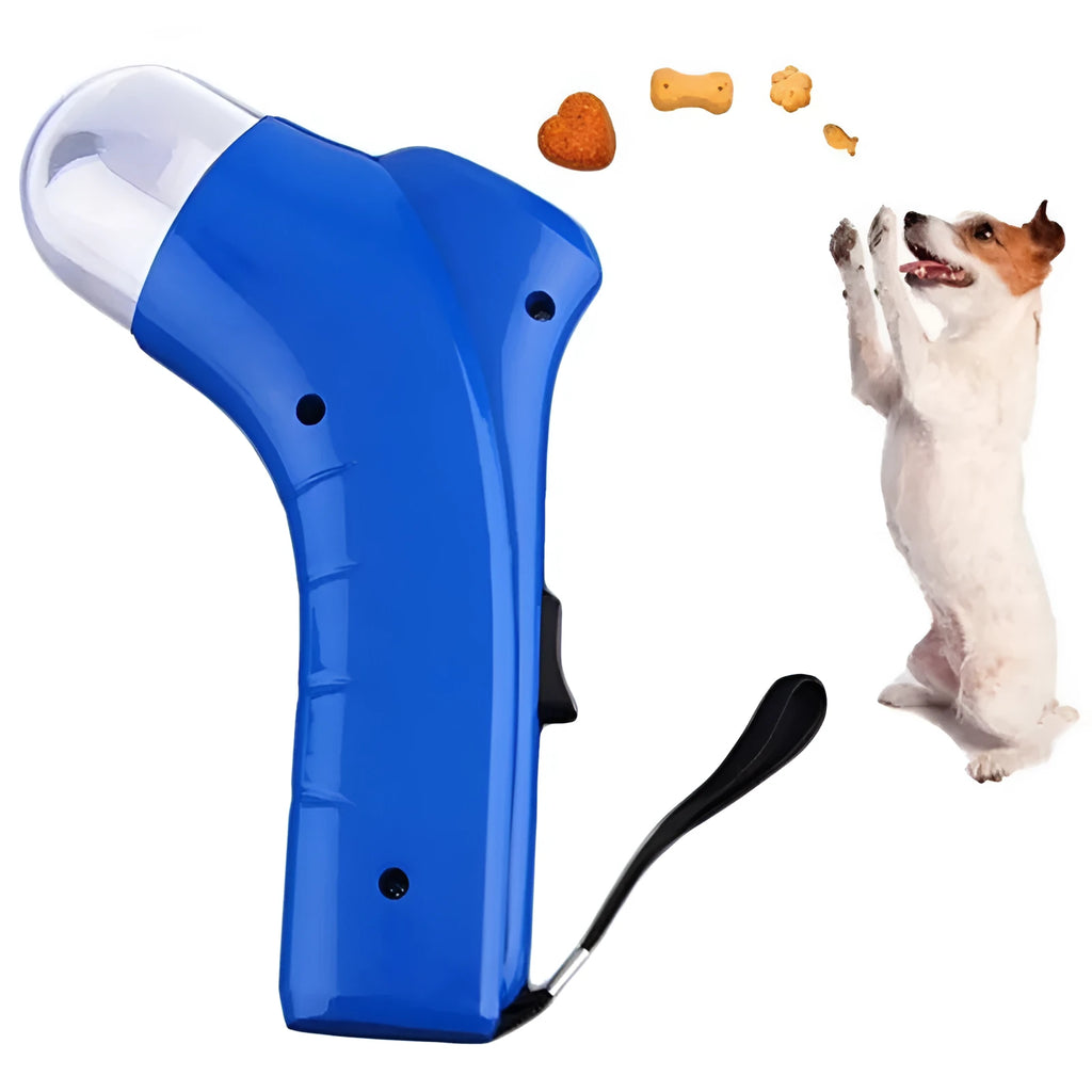 Dog snack feeder training tool in PP plastic, 185 x 110 x 45mm, 115g, blue rose red green