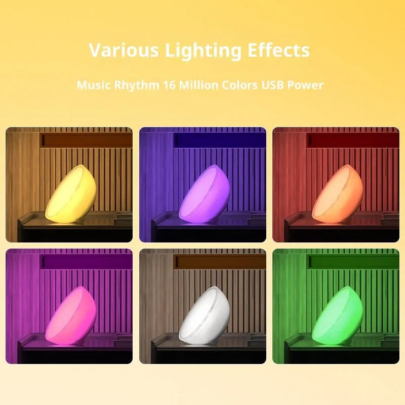 RGB desktop atmosphere lamp with geometric 3D shape and light luxury finish, 150mm x 80mm