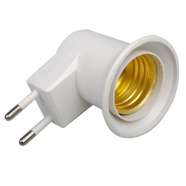 White E27 screw lamp holder adapter with a switch and three plug style options: AU, EU, and US.