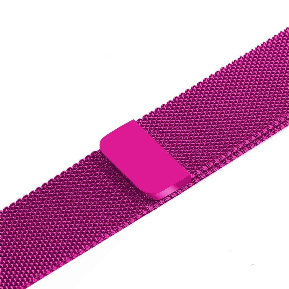 Stainless steel watch strap in silver, shown fitting a watch with a 42mm case.