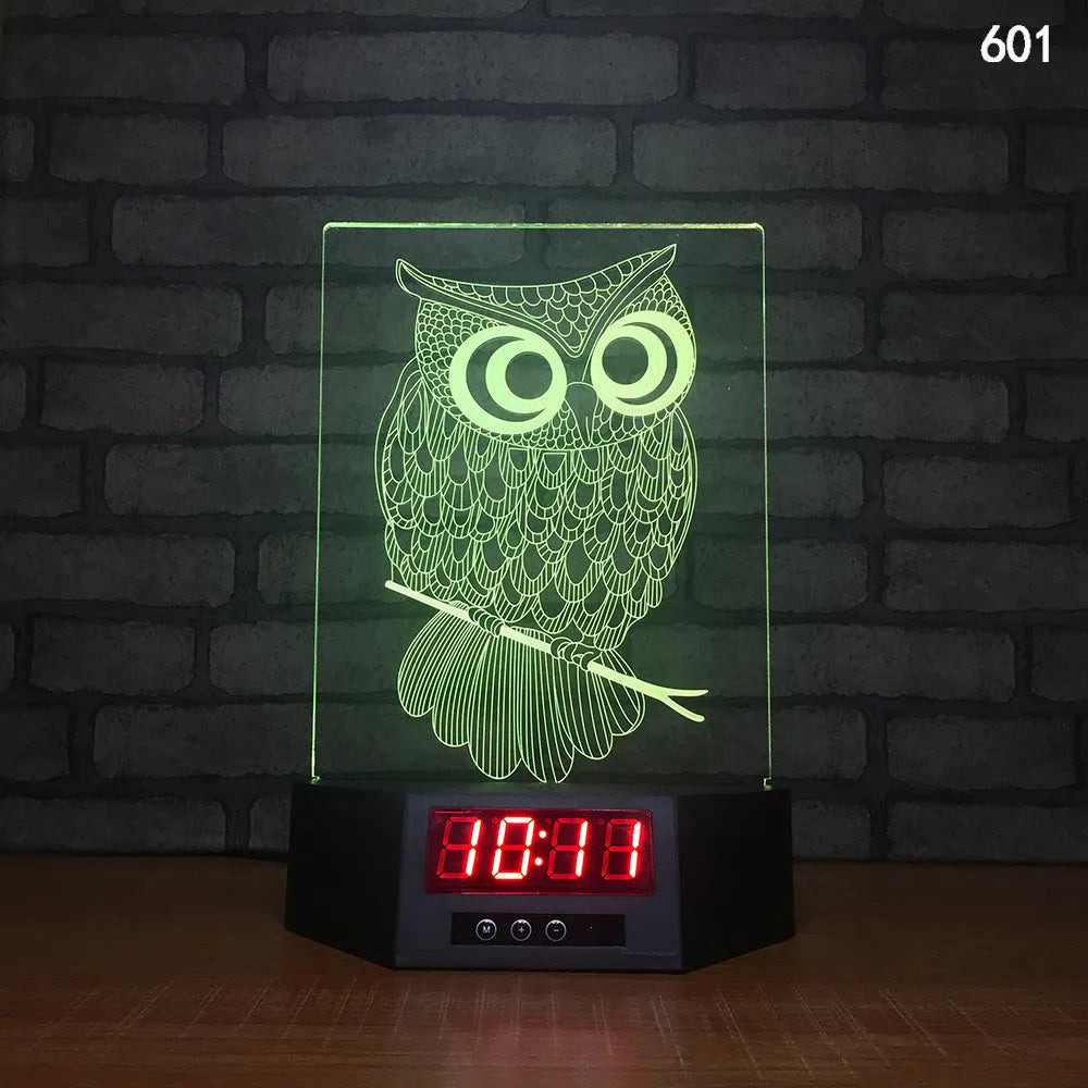 Dolphin-shaped 3D night light table lamp with wireless charging pad and remote control on wooden surface