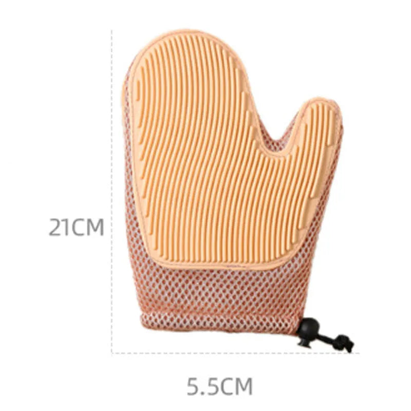 Right-hand pet grooming glove for dog and cat hair removal, shown in dark blue colour.
