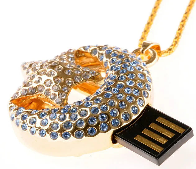Silver metal Jewelry Xingyue USB flash drive with USB connector exposed, shown on a white background.