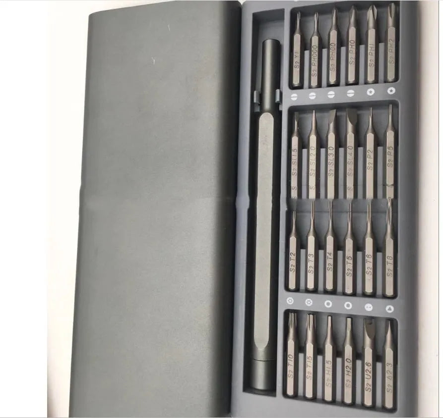 24 in 1 grey refined aluminium alloy screwdriver set with S2 steel magnetic bits