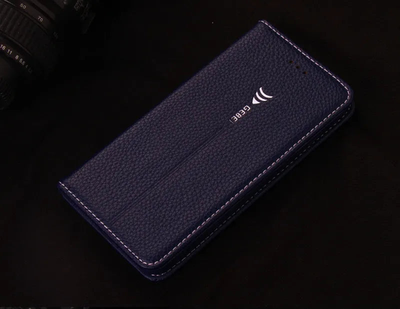 PU leather business wallet phone case for iPhone with card storage compartment