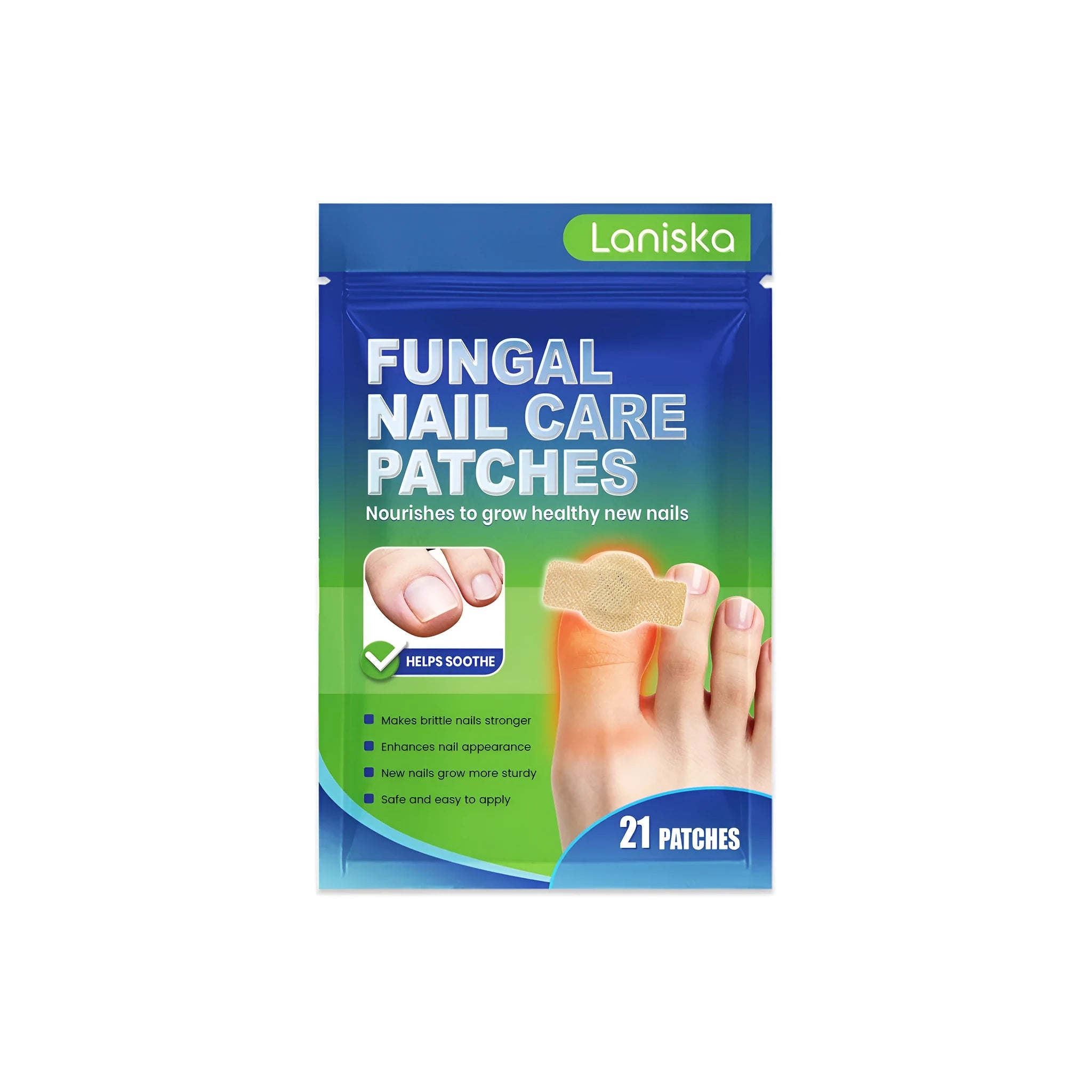 Fungal Nail Care Patches 21 pack in box, non-woven fabric nail repair patches with ginger and mint leaves for home treatment