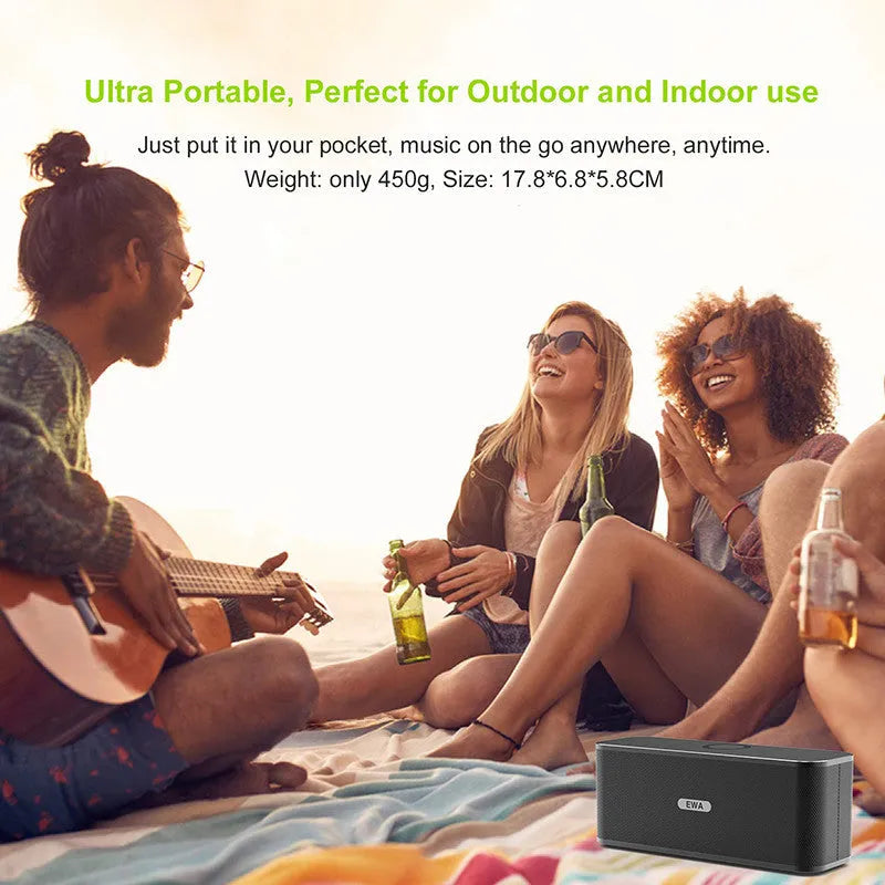 EWA W1 gold high volume Bluetooth speaker with metal connection and double speaker unit