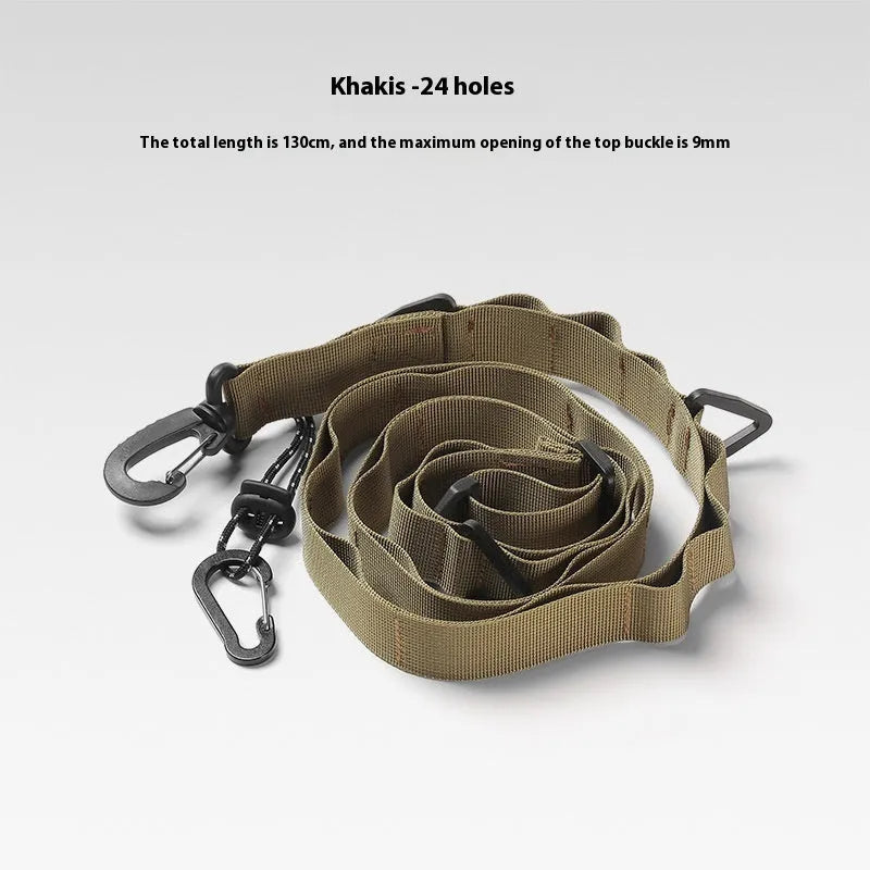 Black or khaki 130cm heavy-duty polyester outdoor storage belt for multifunctional hanging and organisation